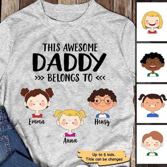 This Daddy Belongs To Cute Kid Face Custom T-Shirt - Thegiftio UK