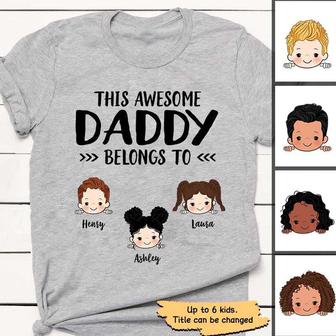 This Daddy Grandpa Belongs To Peeking Kids Custom T-Shirt - Thegiftio UK