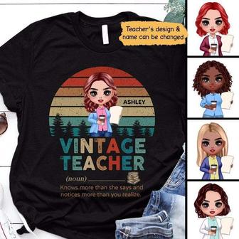 Vintage Doll Teacher Personalized T-Shirt - Teacher Gift - Thegiftio UK