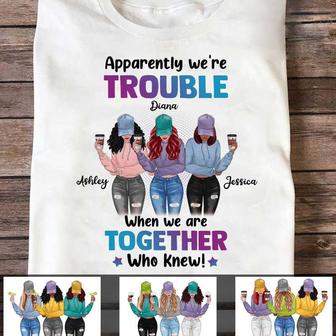 We're Trouble Besties Front View Custom T-Shirt - Thegiftio UK