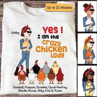 Yes I'm Crazy Chicken Lady Stick Custom T-Shirt - Thegiftio UK
