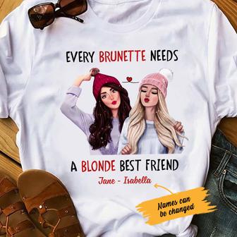 Personalized Girl Friends Brunette And Blonde T Shirt - Thegiftio UK