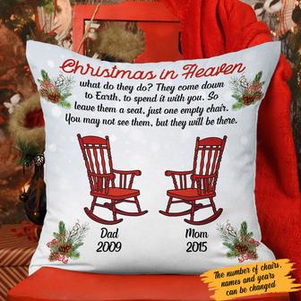 Personalized Christmas In Heaven Rocking Chair Pillow Memorial Gift Idea - Thegiftio UK