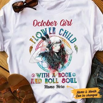 Personalized Hippie Girl Flower Child T Shirt - Thegiftio UK