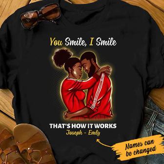 Personalized You Smile I Smile BWA Couple T Shirt - Thegiftio UK