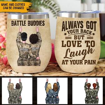 Battle Buddies Personalized Wine Tumbler - Gift for Soldiers - Thegiftio UK