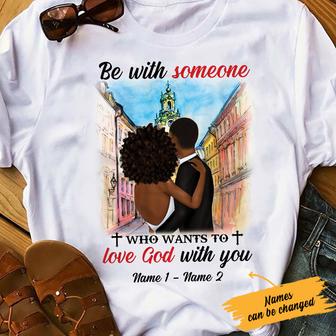 Personalized Love God BWA Couple Christian T Shirt - Thegiftio UK