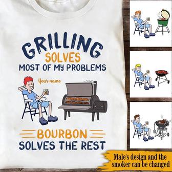 Grilling Solves Most Of My Problems Custom T-Shirt - Gift - Thegiftio UK