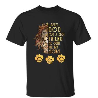 Dad Asked God For Best Friend Angel Lion Custom T-Shirt - Thegiftio UK