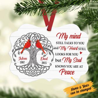 Personalized Cardinal Memorial Mom Dad Gifts, My Mind Still Talks To You Benelux Ornament - Thegiftio UK