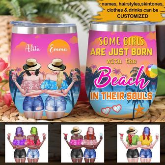 Best Friend Beach Custom Wine Tumbler - Gift for Friends - Thegiftio UK
