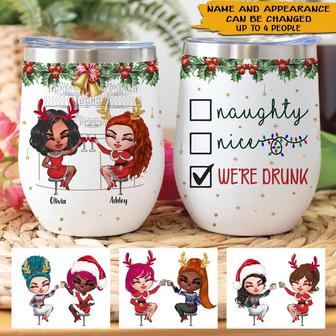 Bestie Christmas Naughty Custom Wine Tumbler - Thegiftio UK