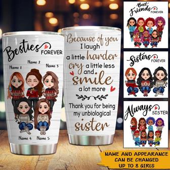 Besties Forever Because Of You Custom Tumbler - Thegiftio UK