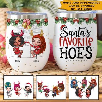 Santa's Favorite Hoes Custom Wine Tumbler - Gift for Bestie - Thegiftio UK