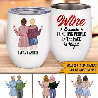 Wine Because Punching People Custom Wine Tumbler - Thegiftio UK