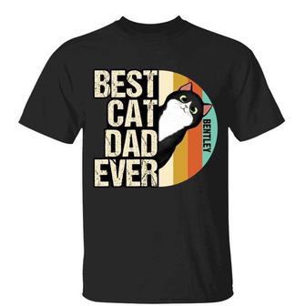 Best Cat Dad Half Circle Retro Custom T-Shirt - Gift for Dad - Thegiftio UK