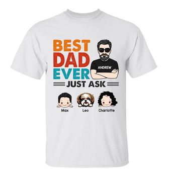 Retro Best Dad Ever Just Ask Kids Custom T-Shirt - Thegiftio UK