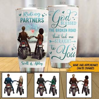 God Blessed The Broken Road Custom Tumbler - Gift for Bikers - Thegiftio UK