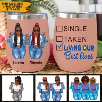 Living Our Best Lives Custom Wine Tumbler - Gift for Her - Thegiftio UK