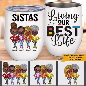 Sistas Living Our Best Life Custom Wine Tumbler - Thegiftio UK