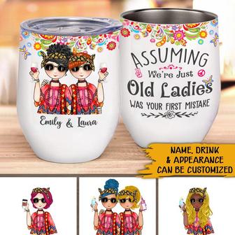 Boho Girl Wine Tumbler Assuming I'm Just An Old Lady Custom - Thegiftio UK