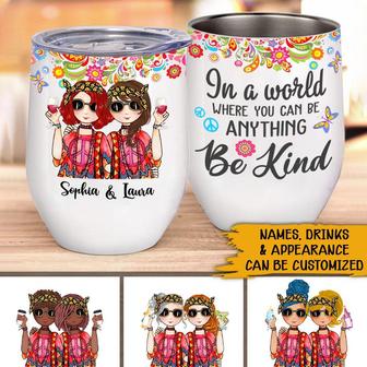 Boho Girls Personalized Wine Tumbler - Gift for Best Friends - Thegiftio UK