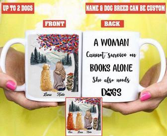 A Woman Cannot Survive On Books Custom Mug - Dog Lovers Gift - Thegiftio UK