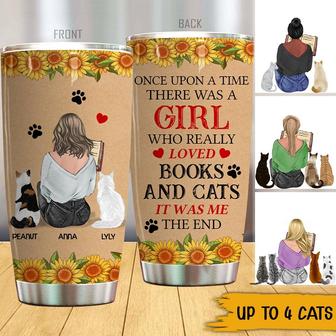 Books Cat Lovers Custom Tumbler - Gift for Cat Lovers - Thegiftio UK