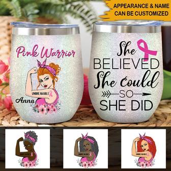 She Believed She Could Custom Wine Tumbler - Gift for Her - Thegiftio UK