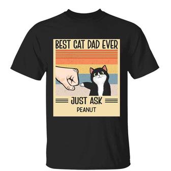 Best Cat Dad Ever Retro Frame Custom T-Shirt - Gift for Dad - Thegiftio UK