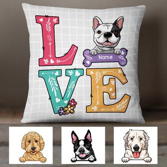 Personalized Love Dog Flower Pattern Pillow - Thegiftio UK