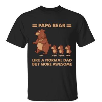 Papa Bear And Kids Walking Custom T-Shirt - Gift for Dad - Thegiftio UK