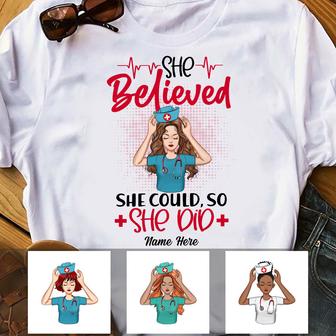 Personalized Nurse She Believed T Shirt - Thegiftio UK