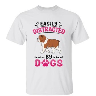 Easily Distracted By Walking Dogs Custom T-Shirt - Thegiftio UK