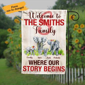 Personalized Elephant Family Garden Flag for Families - Thegiftio UK