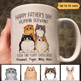Happy Father’s Day Human Servant Fluffy Cats Custom Mug - Thegiftio UK