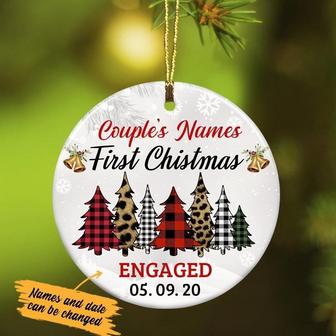 Personalized Engagement Gifts, Gift for Couples, First Christmas Engaged Christmas Trees Ornament - Thegiftio UK