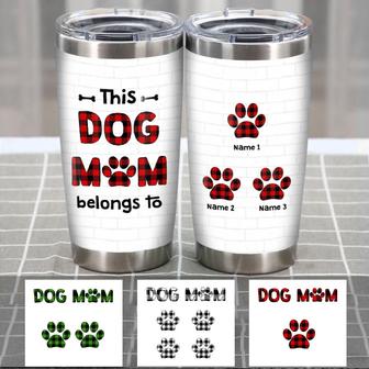Personalized This Dog Mom Belongs To Buffalo Plaid Steel Tumbler - Thegiftio UK