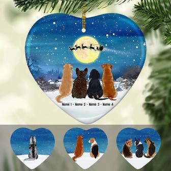 Personalized Dog Christmas Watching Santa Heart Ornament - Thegiftio UK