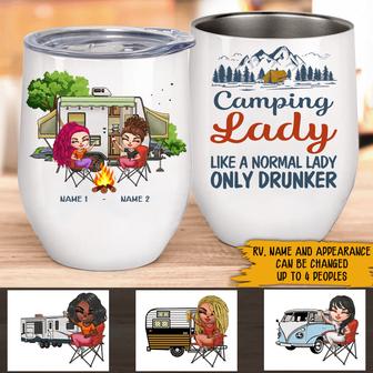 Camping Lady Custom Wine Tumbler - Gift for Campers - Thegiftio UK