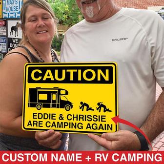 Camping Metal Sign Personalized Warning - Gift for Campers - Thegiftio UK