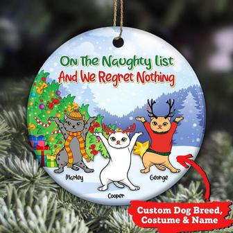 Cat Circle Ornament Personalized On The Naughty List - Gift - Thegiftio UK