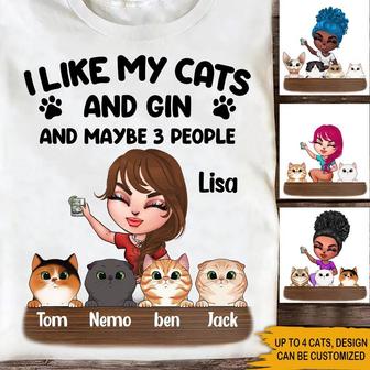 I Like My Cats And Gin Custom T-Shirt - Gift for Cat Lovers - Thegiftio UK