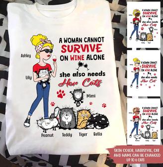 A Girl Cannot Survive On Wine Alone Custom T-Shirt - Thegiftio UK