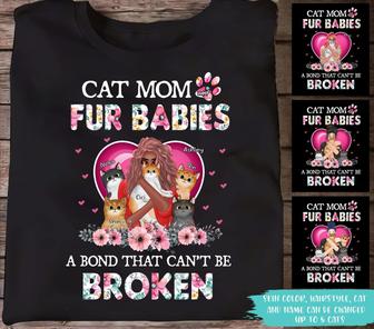 Cat Mom And Fur Babies Custom T-Shirt - Gift for Cat Lovers - Thegiftio UK