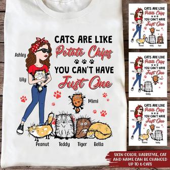 Cats Are Like Potato Chips Custom T-Shirt - Cat Lovers Gift - Thegiftio UK