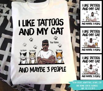 I Like Tattoos My Cats Custom T-Shirt - Gift for Cat Lovers - Thegiftio UK