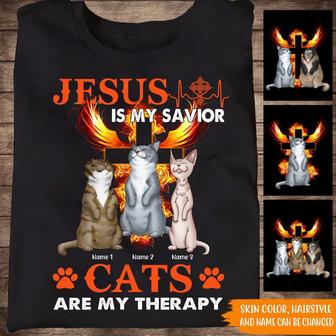 Jesus Is My Savior Custom T-Shirt - Gift for Cat Lovers - Thegiftio UK