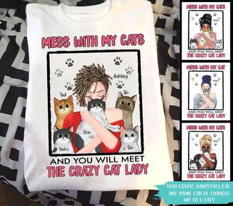 Mess With My Cats Custom T-Shirt - Gift for Cat Lovers - Thegiftio UK