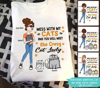 Mess With My Cats Custom T-Shirt - Gift for Cat Lovers - Thegiftio UK